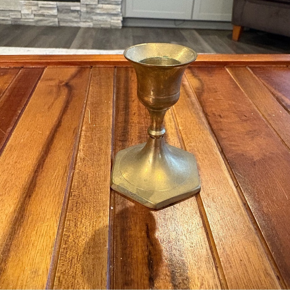 Vintage Brass Candlestick Holder 3”